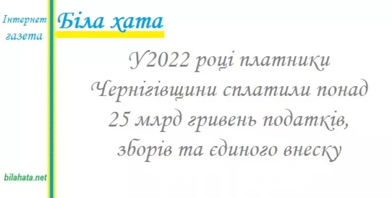 25 млрд гривень податків сплатили платники Чернігівщини